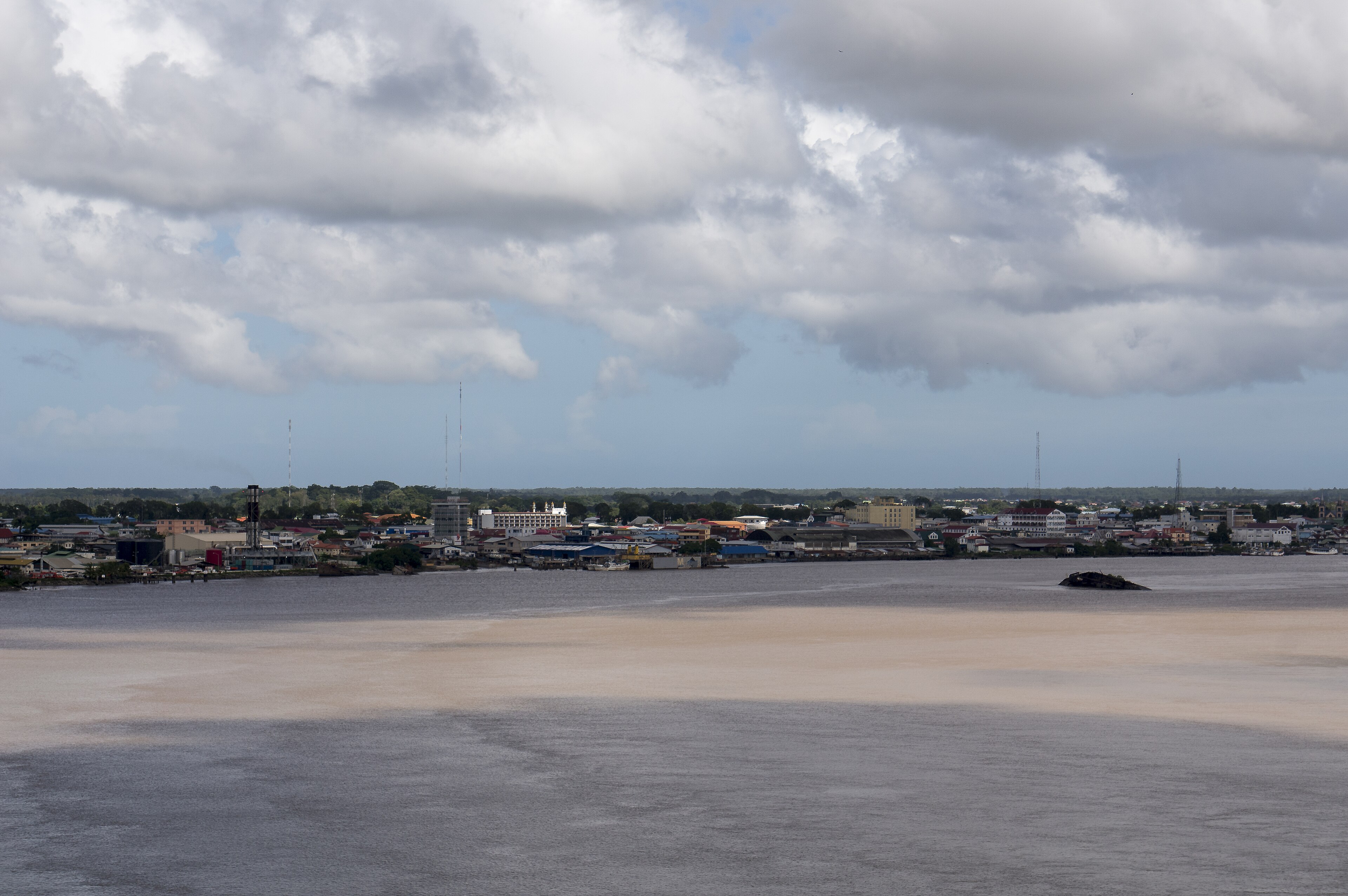 The Paramaribo skyline seen across the Suriname River.